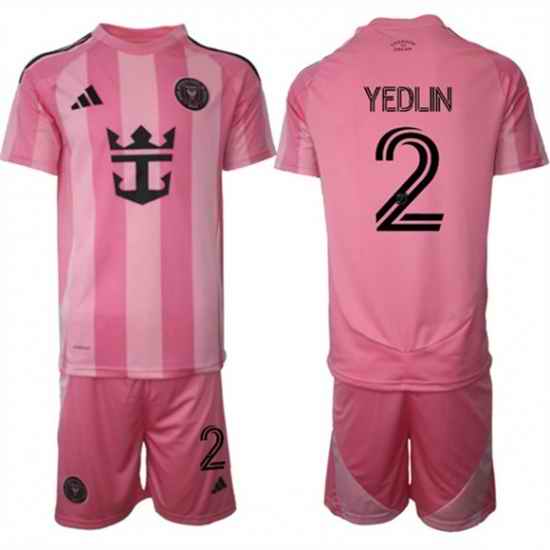 Men Inter Miami CF 2 DeAndre Yedlin 25 26 Pink Home Soccer Jersey Suit